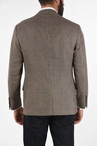Blazer Pied de Poule 3 Bottoni con Revers Classico 