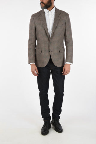 Blazer Pied de Poule 3 Bottoni con Revers Classico 