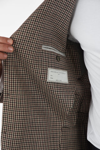 Blazer Pied de Poule 3 Bottoni con Revers Classico 
