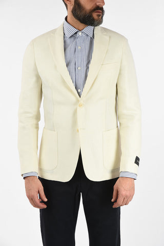 ZZEGNA Linen and Wool 2 Button Blazer with Notch Lapels