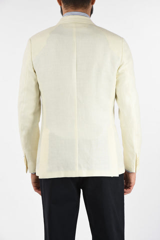 ZZEGNA Linen and Wool 2 Button Blazer with Notch Lapels