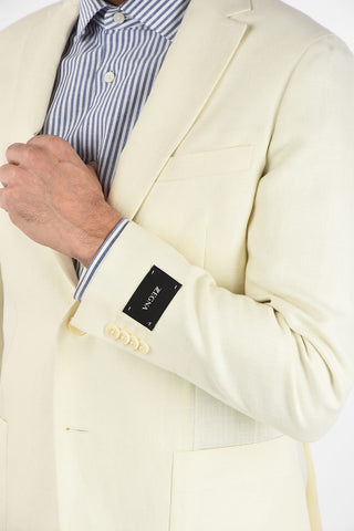 ZZEGNA Linen and Wool 2 Button Blazer with Notch Lapels