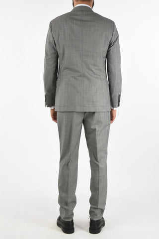 Virgin Wool Double-Breasted Suit with Peaked Lapel
