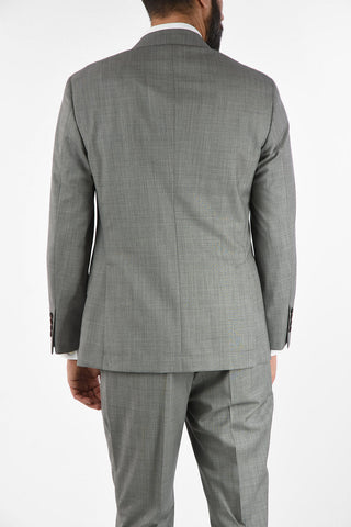Virgin Wool Double-Breasted Suit with Peaked Lapel