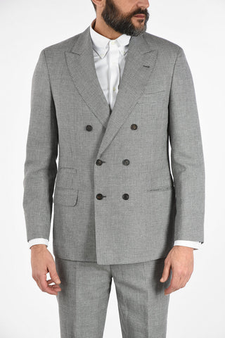 Houndstooth Peak Lapel Double Breasted Suit