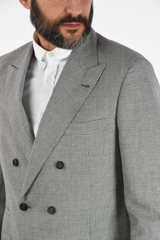 Houndstooth Peak Lapel Double Breasted Suit