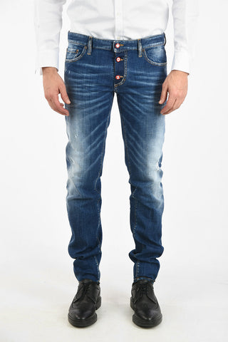 Jeans Slim Fit Distressed in Cotone Stretch 16 cm