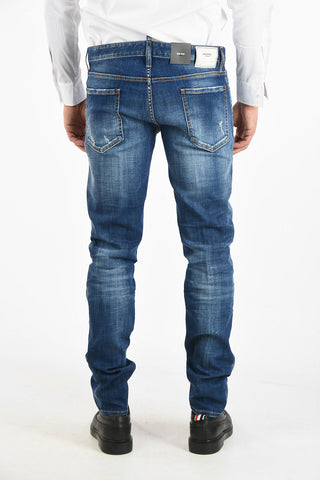 Jeans Slim Fit Distressed in Cotone Stretch 16 cm