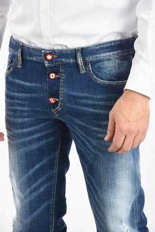 Jeans Slim Fit Distressed in Cotone Stretch 16 cm