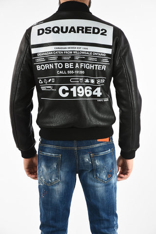 Bomber Imbottito in Ecopelle con Chiusura Zip