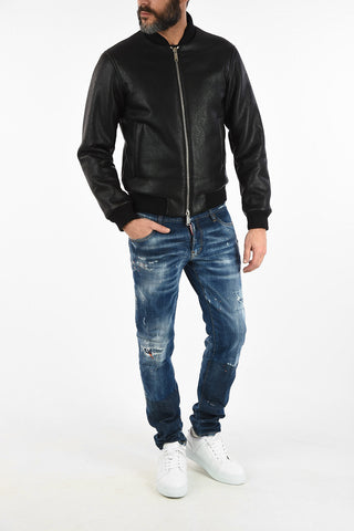 Bomber Imbottito in Ecopelle con Chiusura Zip