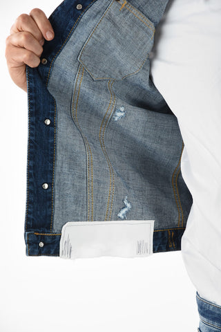 Distressed Details Sleeveless Denim Jacket