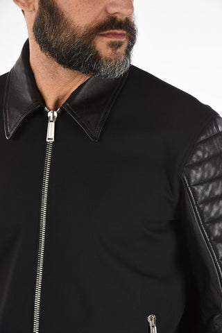 Giubbotto con Maniche in Pelle e Chiusura Zip