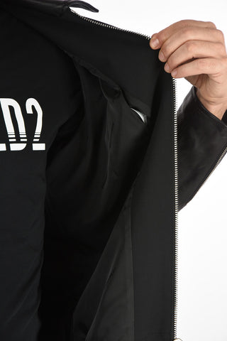 Giubbotto con Maniche in Pelle e Chiusura Zip