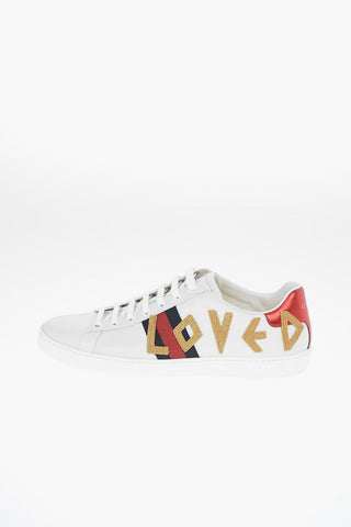 Leather Embroidered LOVED Sneakers