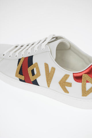 Leather Embroidered LOVED Sneakers
