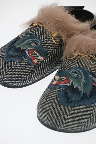 Sandalo Slingback Herringbone con ricamo Lupo