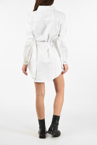 Denim TWO-TONED Shirtdress with Belt