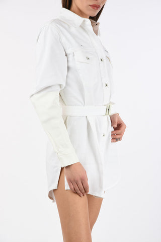 Denim TWO-TONED Shirtdress with Belt