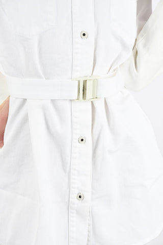 Denim TWO-TONED Shirtdress with Belt