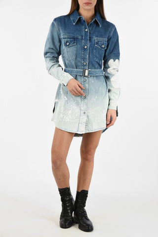 Minidress BLEACHED GRADIENT in Denim con Cintura 