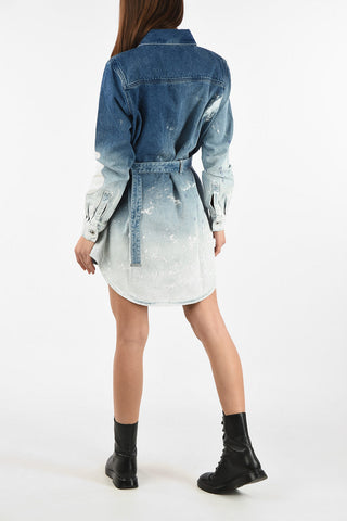 Minidress BLEACHED GRADIENT in Denim con Cintura 