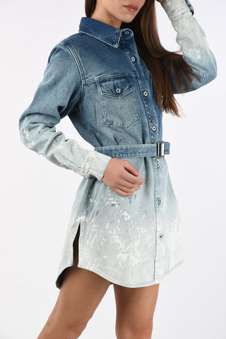 Minidress BLEACHED GRADIENT in Denim con Cintura 