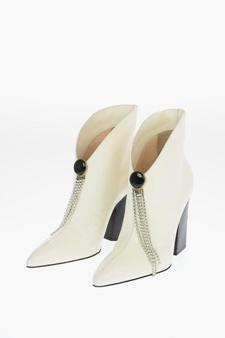 Leather BELGIUM Pull On Boots with Jewel Pin 10cm