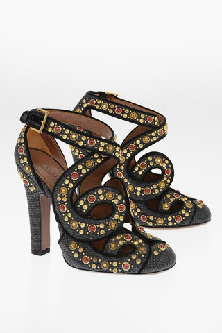 Straw  Pumps with Studs Applied 12cm