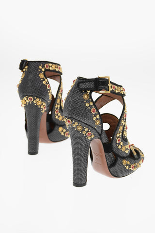 Straw  Pumps with Studs Applied 12cm