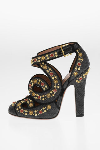 Straw  Pumps with Studs Applied 12cm