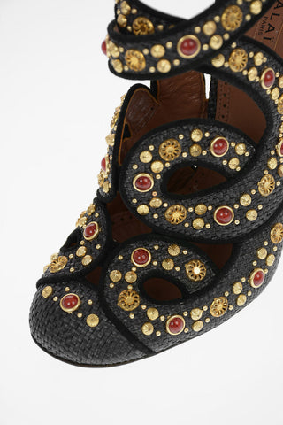 Straw  Pumps with Studs Applied 12cm