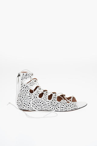 Openworked Leather Gladiator Sandals