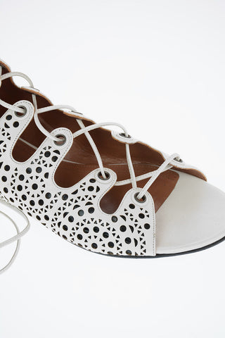 Openworked Leather Gladiator Sandals