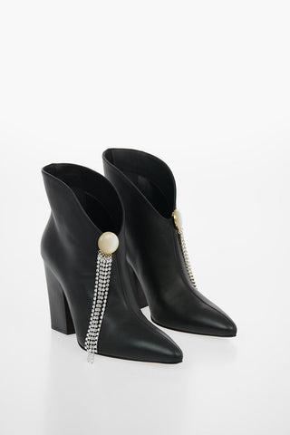 Leather BELGIUM Pull On Boots with Jewel Pin 10cm