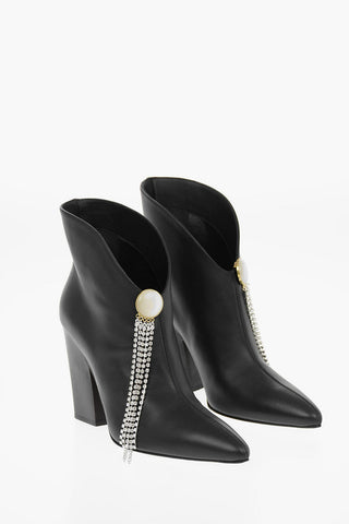 Leather BELGIUM Pull On Boots with Jewel Pin 10cm