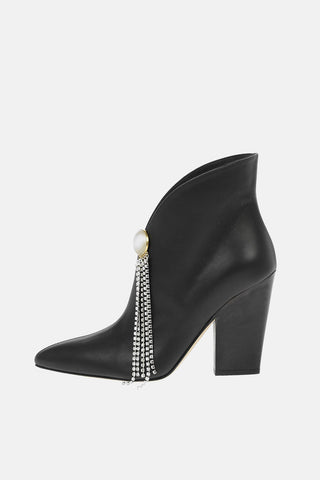 Leather BELGIUM Pull On Boots with Jewel Pin 10cm