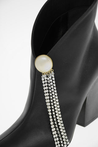 Leather BELGIUM Pull On Boots with Jewel Pin 10cm