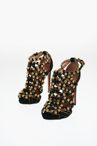 Studded Suede Sandals 12cm
