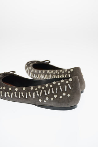 Studded Suede Ballet Flats