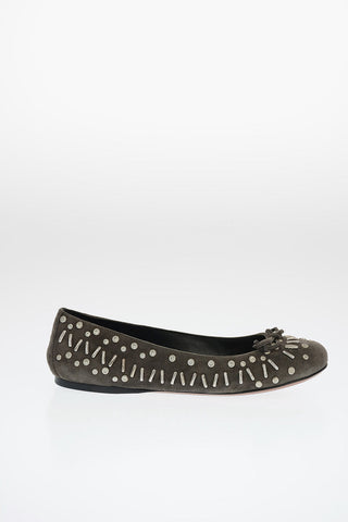 Studded Suede Ballet Flats