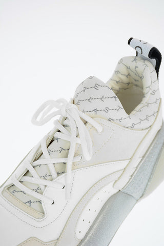 Faux Leather Nylon Sneakers with Glittery Chunky Sole