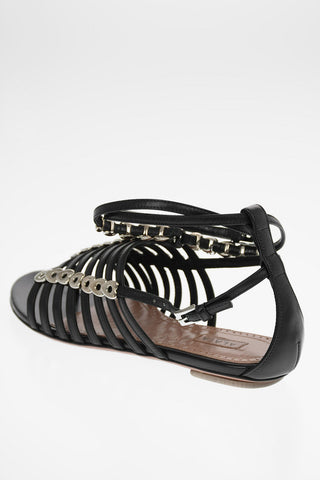 Leather Gladiator Thong Sandals with Applications