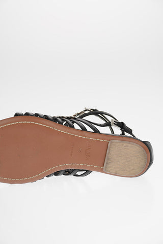 Leather Gladiator Thong Sandals with Applications