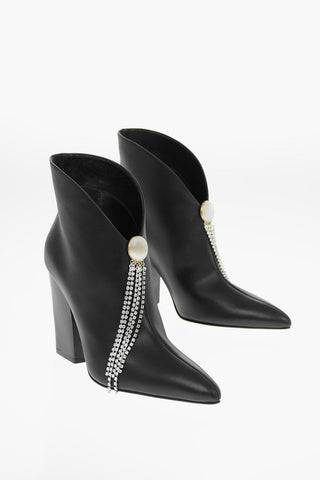 Leather BELGIUM Pull On Boots with Jewel Pin 10cm