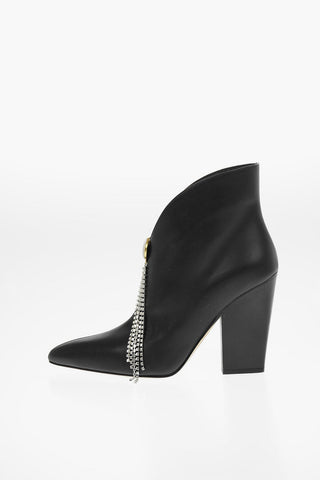 Leather BELGIUM Pull On Boots with Jewel Pin 10cm