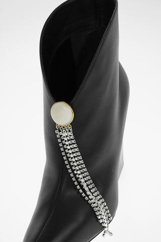 Leather BELGIUM Pull On Boots with Jewel Pin 10cm