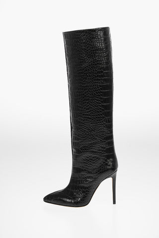 Croco Printed Leather Pull On Knee High Boots 10cm