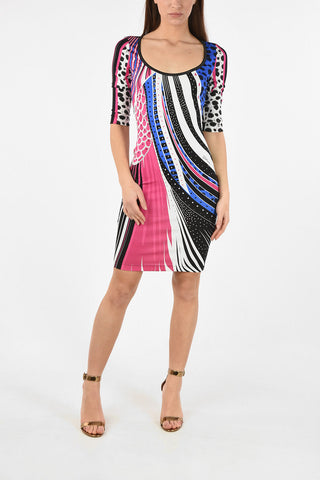 Printed 3/4 Sleeve Stretchy Bodycon Dress