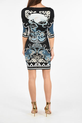 Printed 3/4 Sleeve Stretchy Bodycon Dress